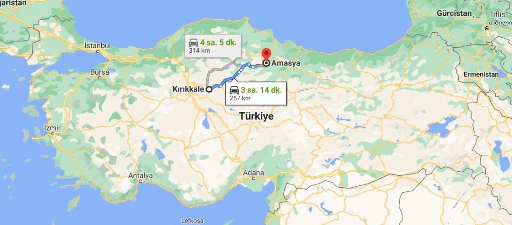 Amasya Kırıkkale Arası Kaç KM