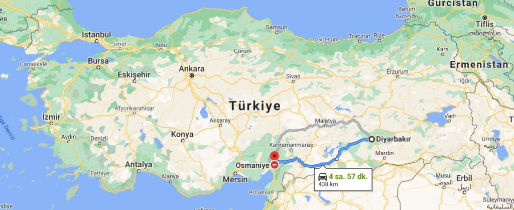 Diyarbakır Osmaniye Arası Kaç KM