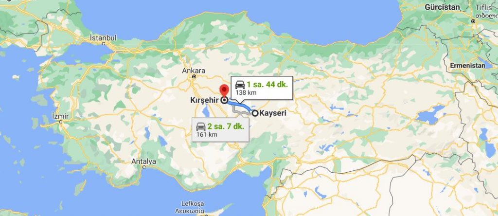 Kayseri Kırşehir Arası Kaç KM