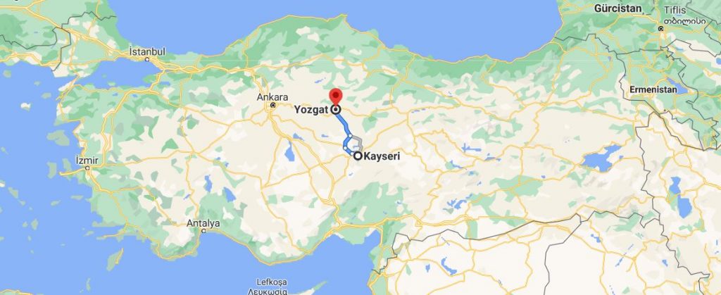Kayseri Yozgat Arası Kaç KM
