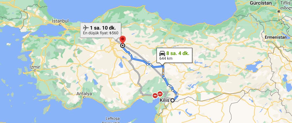 Kilis Kırıkkale Arası Kaç KM