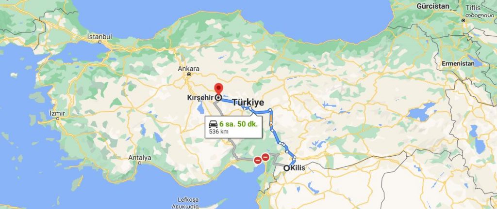 Kilis Kırşehir Arası Kaç KM