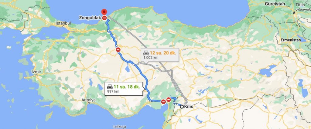 Kilis Zonguldak Arası Kaç KM