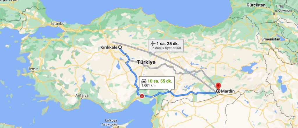 Mardin Kırıkkale Arası Kaç KM