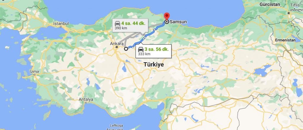 Samsun Kırıkkale Arası Kaç KM