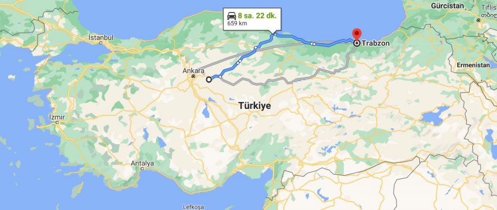 Trabzon Kırıkkale Arası Kaç KM