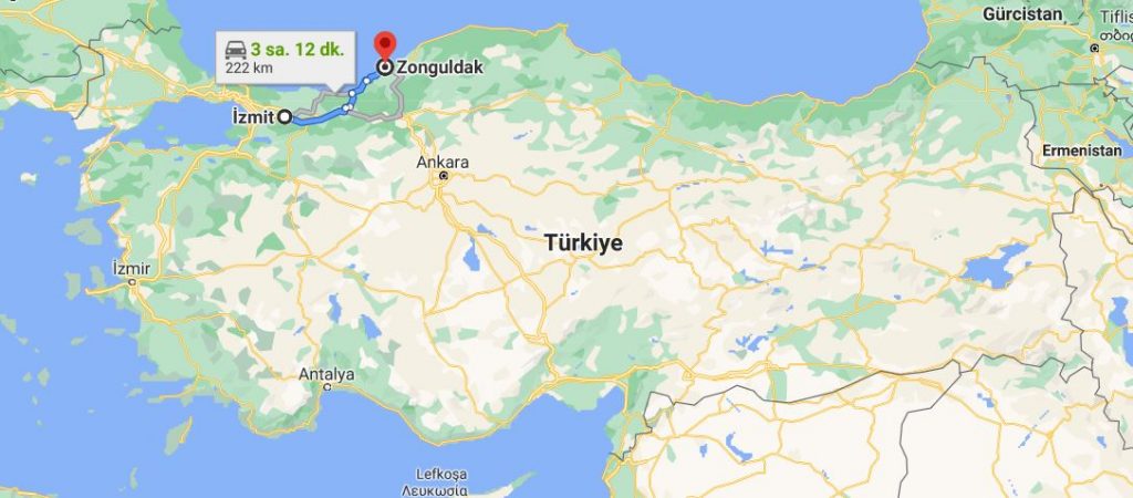Kocaeli Zonguldak Arası Kaç KM
