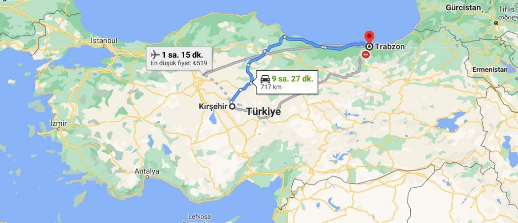 Trabzon Kırşehir Arası Kaç KM