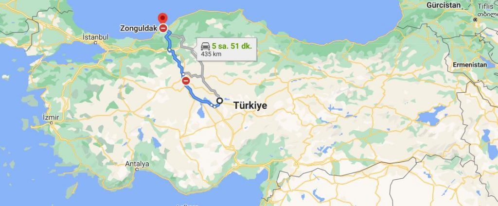 Kırşehir Zonguldak Arası Kaç KM
