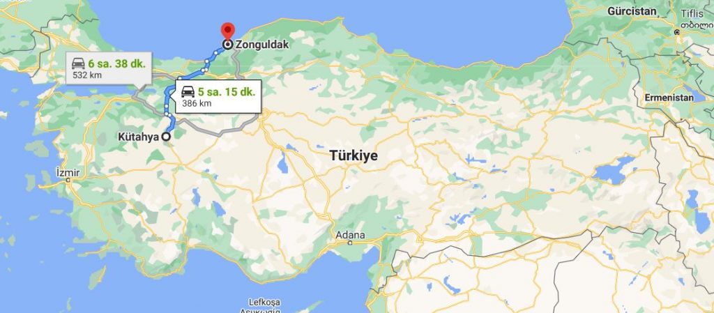 Kütahya Zonguldak Arası Kaç KM