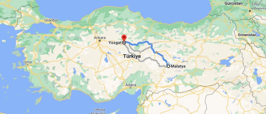 Malatya Yozgat Arası Kaç KM
