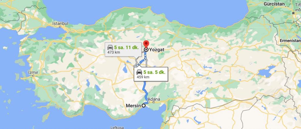 Mersin Yozgat Arası Kaç KM