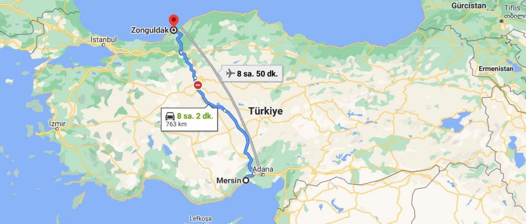 Mersin Zonguldak Arası Kaç KM