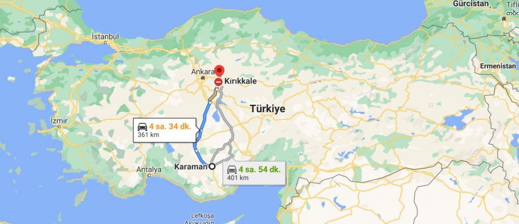 Karaman Kırıkkale Arası Kaç KM