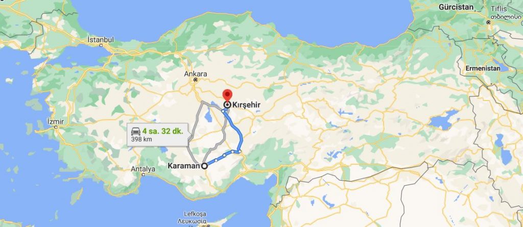 Karaman Kırşehir Arası Kaç KM