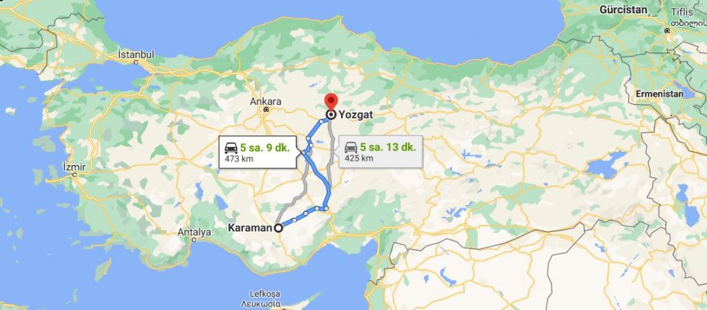 Karaman Yozgat Arası Kaç KM