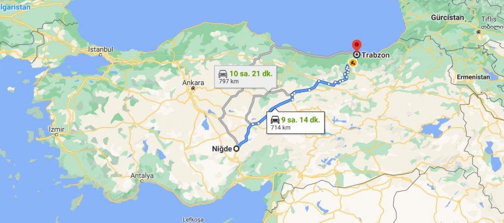 Trabzon Niğde Arası Kaç KM