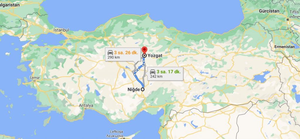 Niğde Yozgat Arası Kaç KM