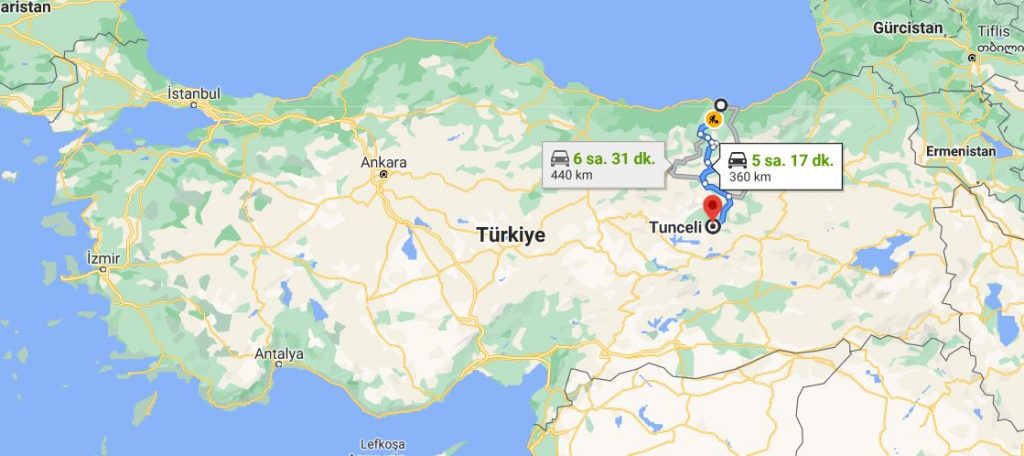 Trabzon Tunceli Arası Kaç KM
