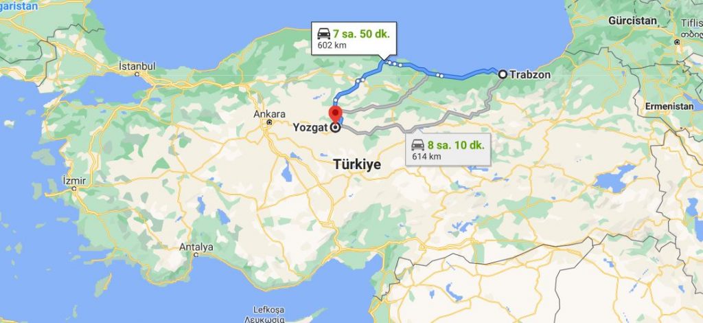 Trabzon Yozgat Arası Kaç KM