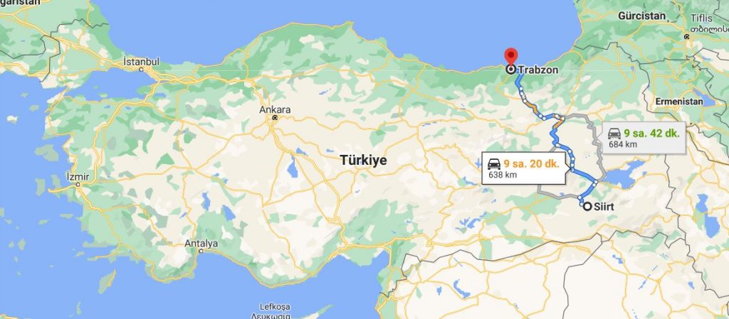 Trabzon Siirt Arası Kaç KM