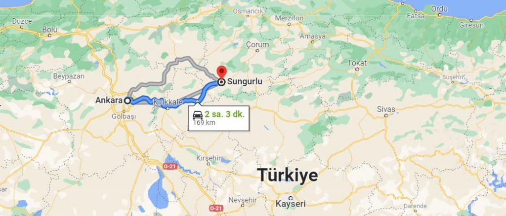 Ankara Sungurlu Arası Kaç KM
