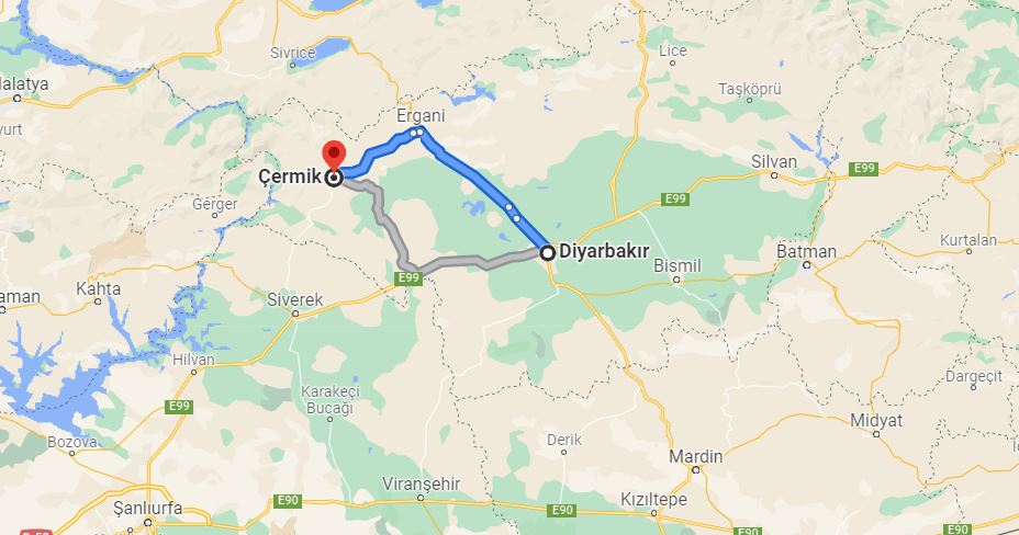 Diyarbakır Çermik Arası Kaç KM