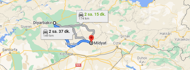 Diyarbakır Midyat Arası Kaç KM